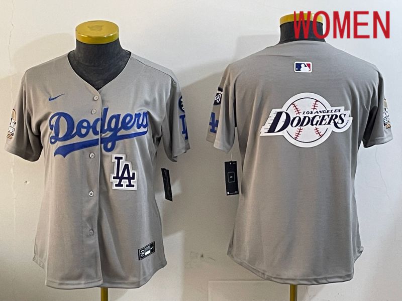 Women Los Angeles Dodgers Blank Grey Game 2024 Nike MLB Jersey style 1205->youth mlb jersey->Youth Jersey